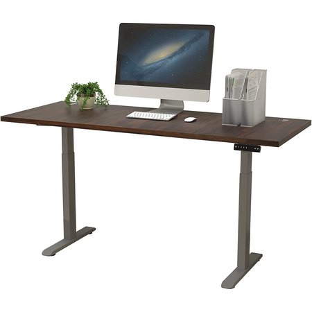 WE'RE IT Lift it, 60"x30" Electric Sit Stand Desk, 4 Memory/1 USB LED Control, Walnut Block Top, Silver Base VL22BS6030-WNB